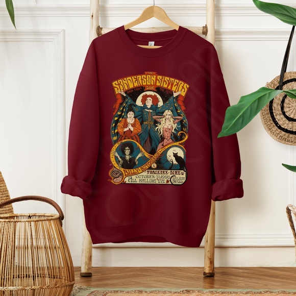 🚨 LAST ONE 🚨 Hocus Pocus Sanderson Sisters Concert Crewneck Sweatshirt - Picture 5 of 10